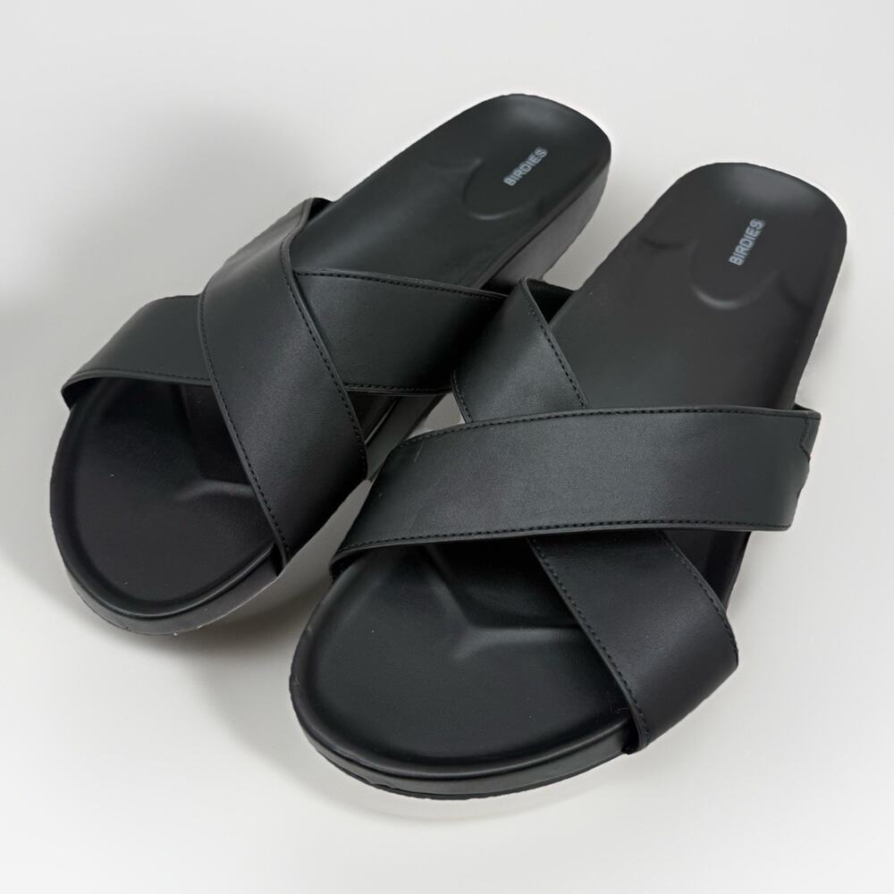 Birdies Robin Slide Sandals Shoes Leather in Black Women's Size 10